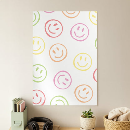 Colourful Sketched Smileys Pattern Poster