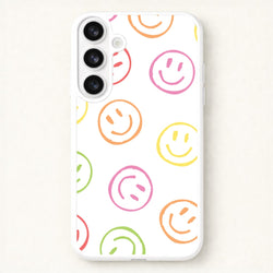 Colourful Sketched Smileys Pattern Phone Case for Galaxy S26