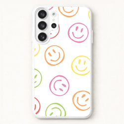 Colourful Sketched Smileys Pattern Phone Case for Galaxy S26 Ultra