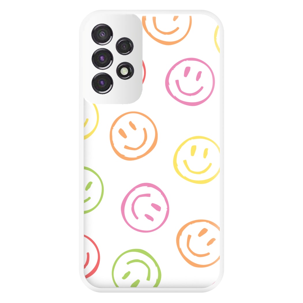 Colourful Sketched Smileys Pattern Phone Case for Galaxy A53
