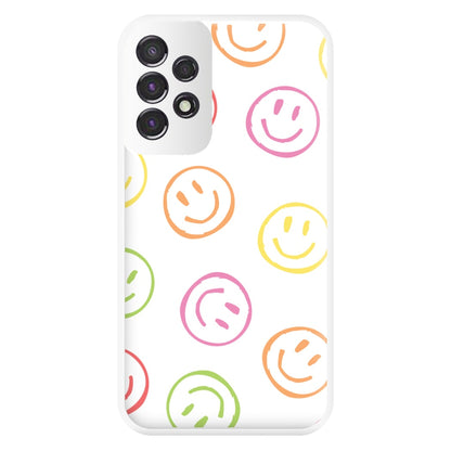 Colourful Sketched Smileys Pattern Phone Case for Galaxy A53