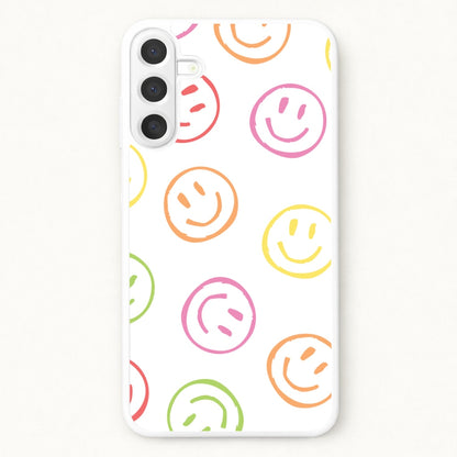 Colourful Sketched Smileys Pattern Phone Case for Galaxy A57