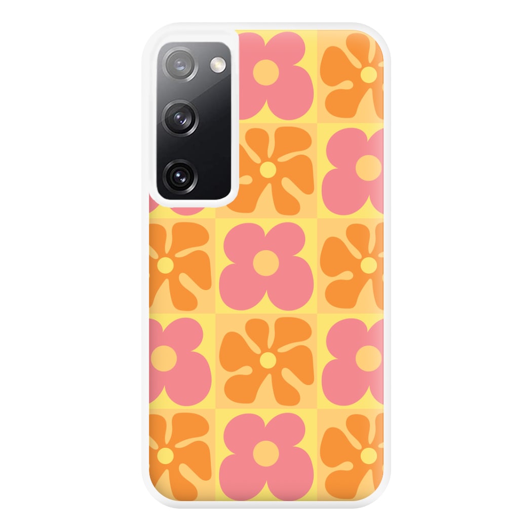 Summer Flowers Checkered Pattern Phone Case for Galaxy S20