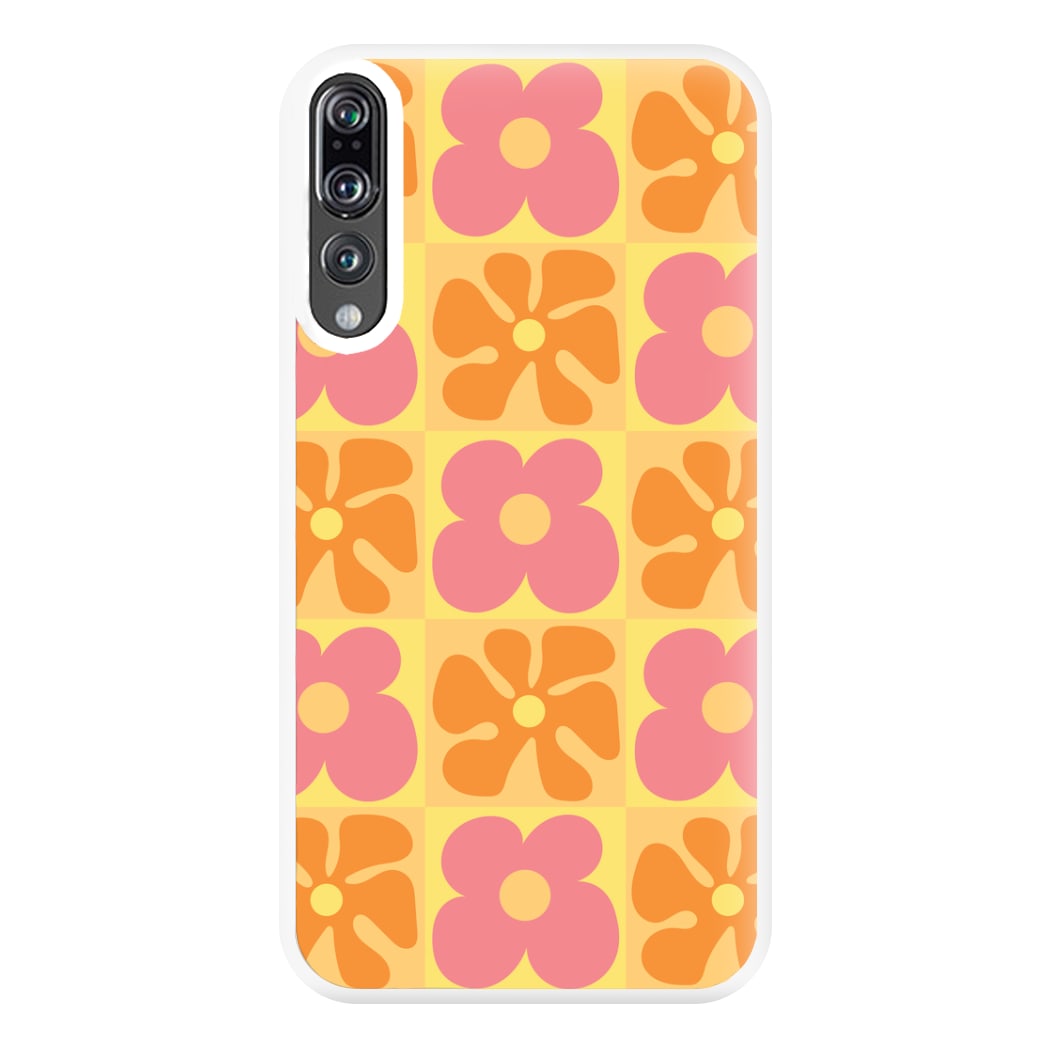 Summer Flowers Checkered Pattern Phone Case for Huawei P20 Pro
