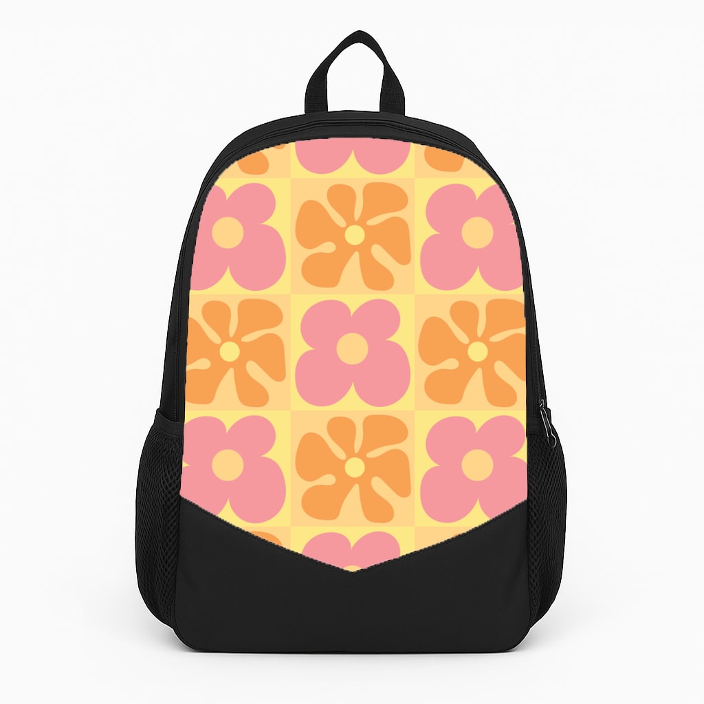 Summer Flowers Checkered Pattern Backpack
