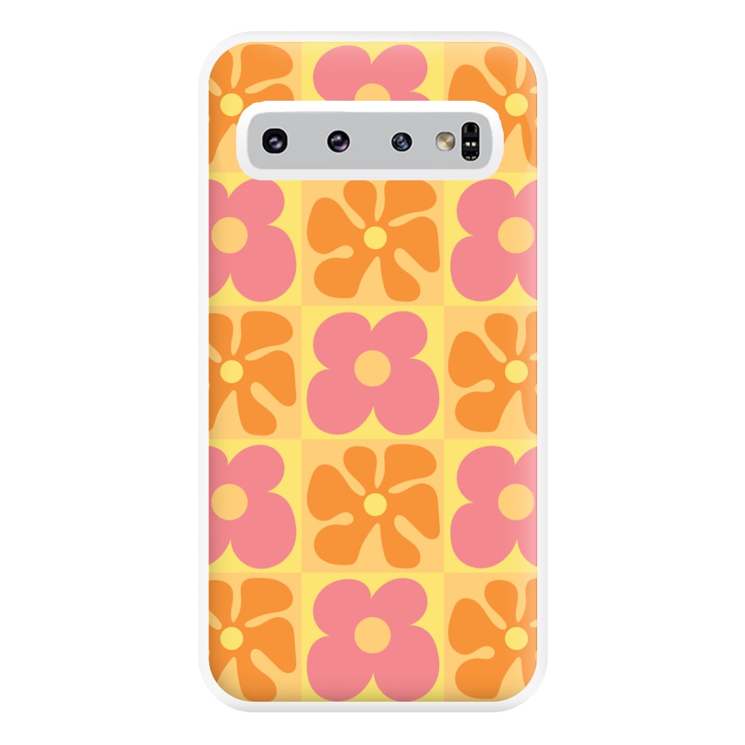 Summer Flowers Checkered Pattern Phone Case for Galaxy S10 Plus