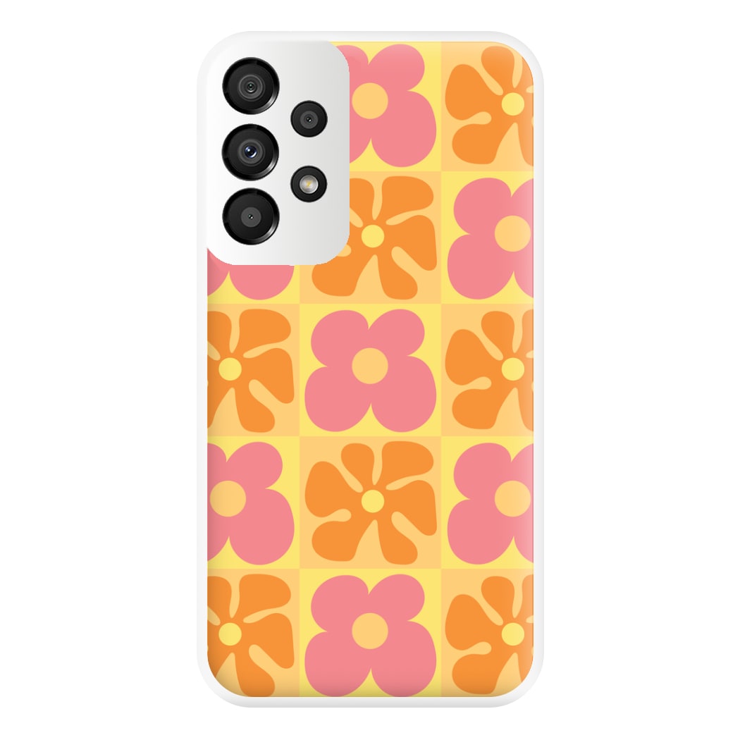 Summer Flowers Checkered Pattern Phone Case for Galaxy A33