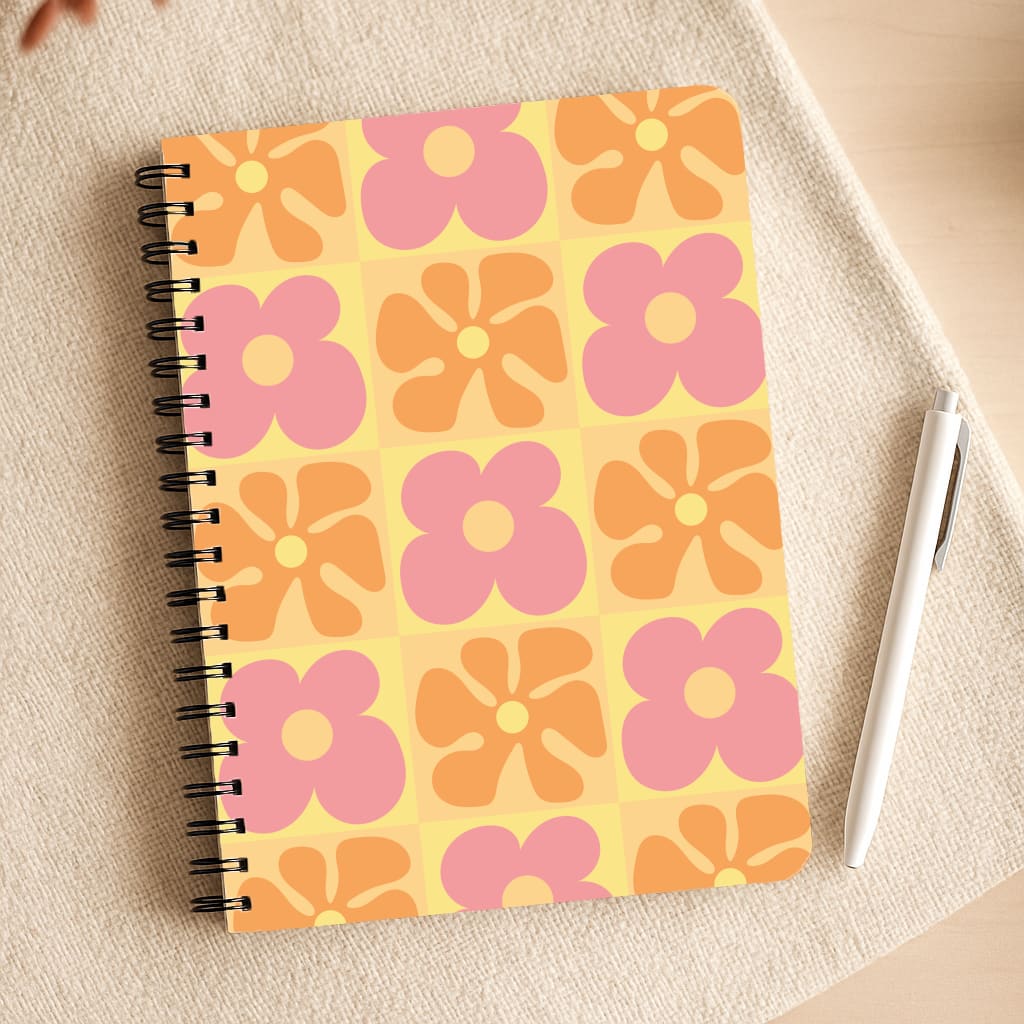 Summer Flowers Checkered Pattern Notepad
