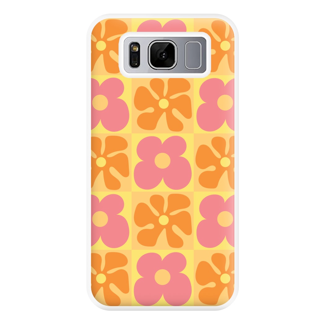 Summer Flowers Checkered Pattern Phone Case for Galaxy S8 Plus