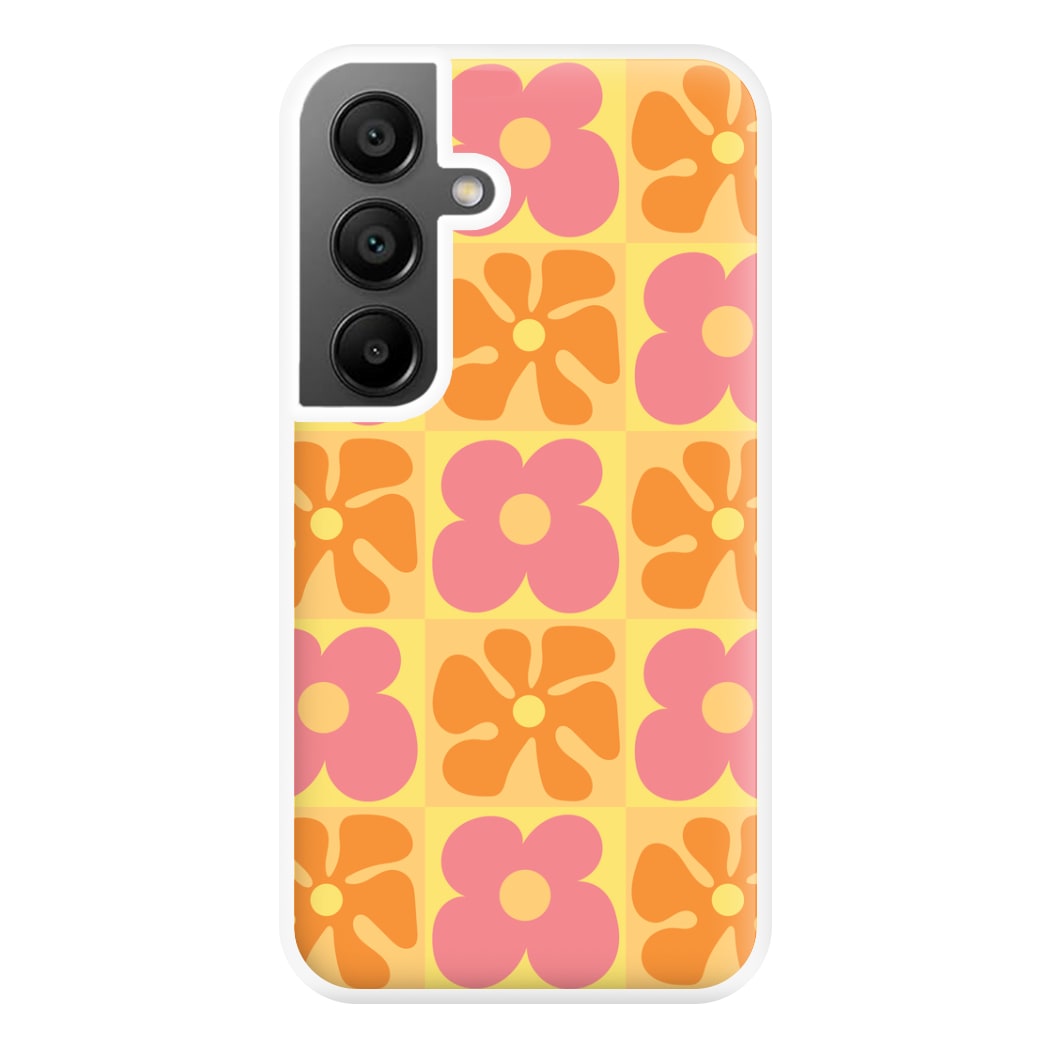 Summer Flowers Checkered Pattern Phone Case for Galaxy A56