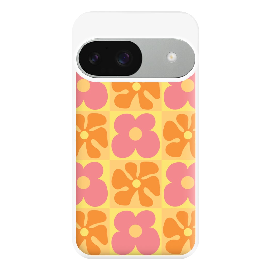 Summer Flowers Checkered Pattern Phone Case for Google Pixel 9 / 9 Pro