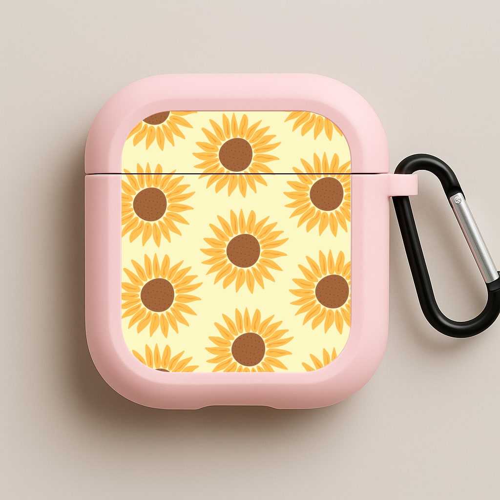 Sunflowers Abstract Pattern Pink AirPods Case