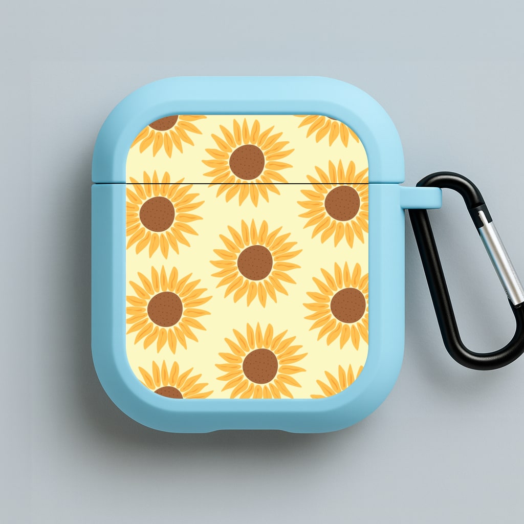 Sunflowers Abstract Pattern Blue AirPods Case