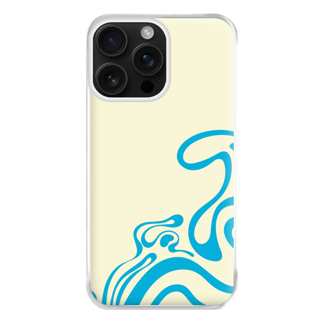Blue Waves Corner Pattern Phone Case for iPhone 16 Pro Max
