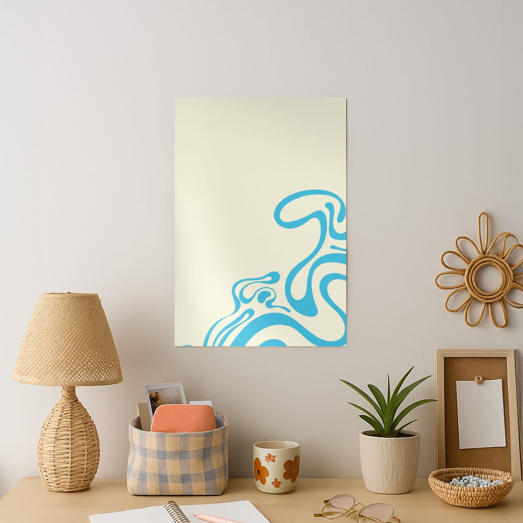 Blue Waves Corner Pattern Art Print