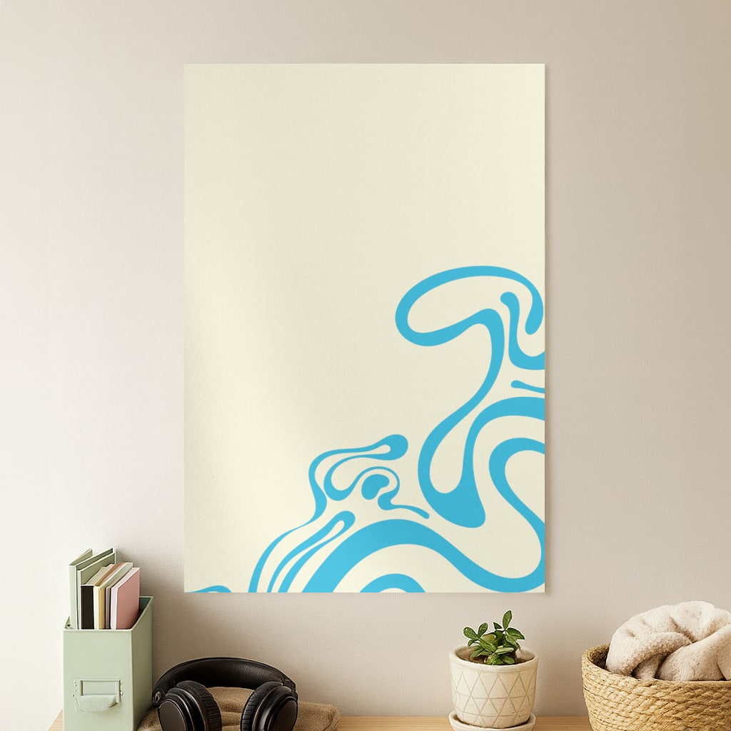 Blue Waves Corner Pattern Poster