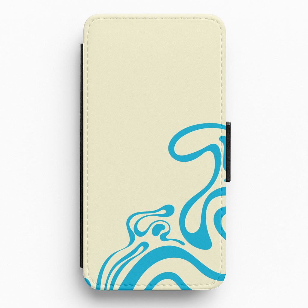 Blue Waves Corner Pattern Flip / Wallet Phone Case