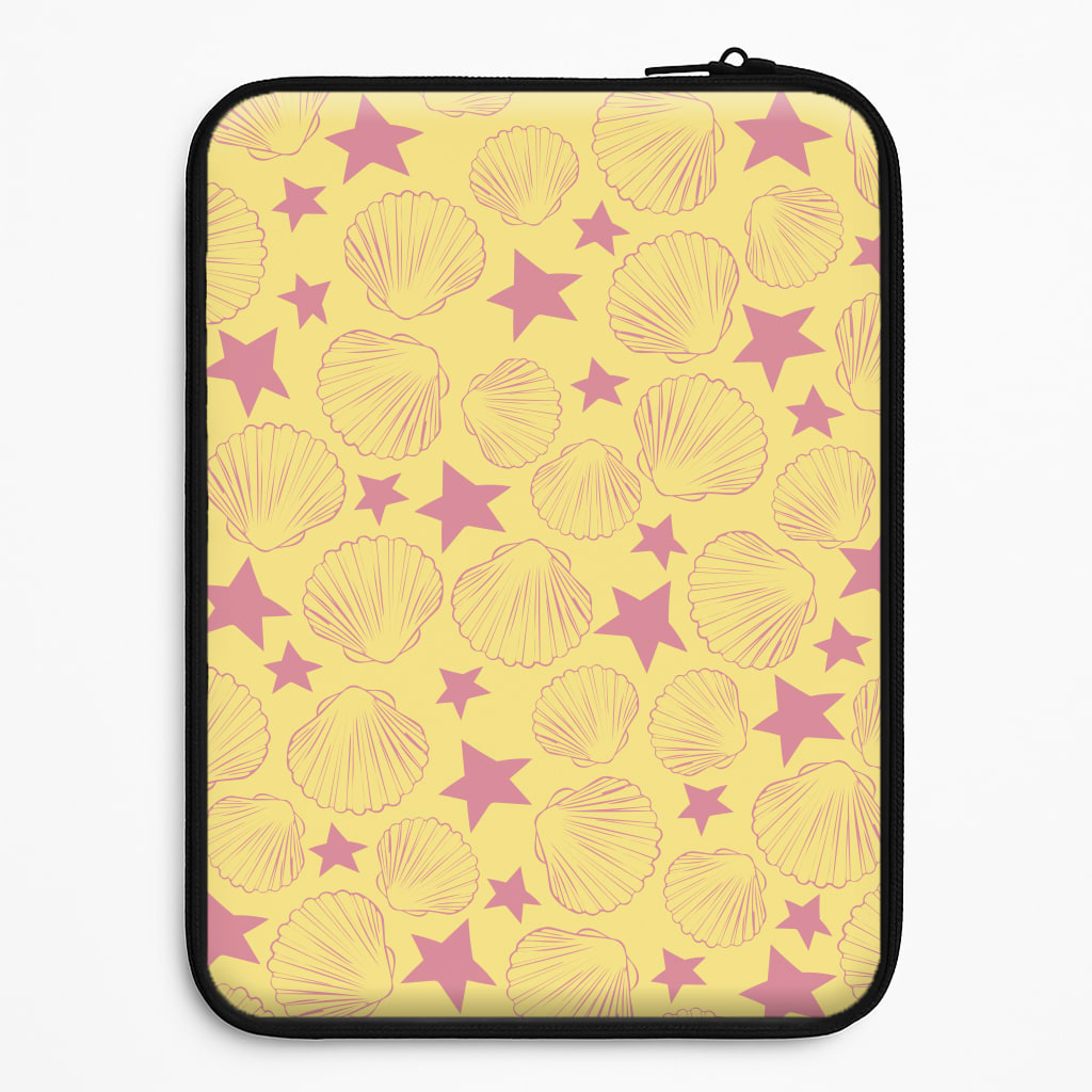 Seashells And Stars Yellow Pattern Laptop Sleeve