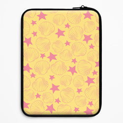 Seashells And Stars Yellow Pattern Laptop Sleeve