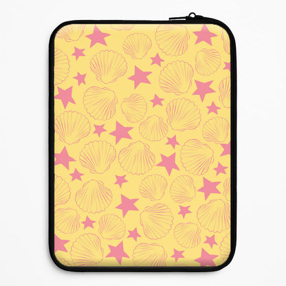 Seashells And Stars Yellow Pattern Laptop Sleeve