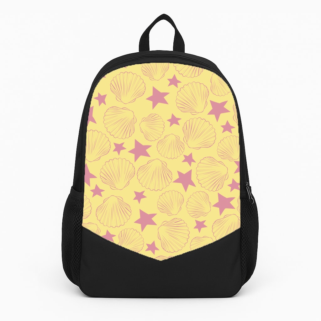 Seashells And Stars Yellow Pattern Backpack
