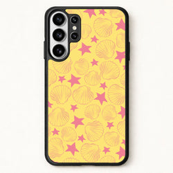 Seashells And Stars Yellow Pattern Phone Case for Galaxy S26 Ultra