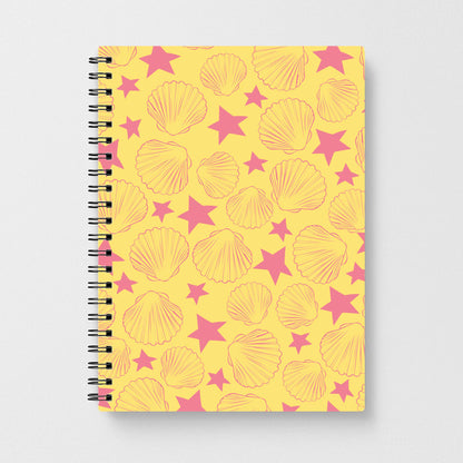 Seashells And Stars Yellow Pattern Notebook