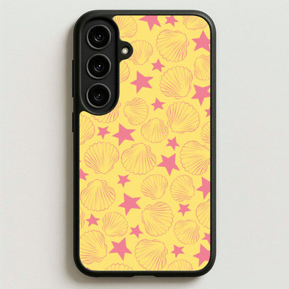 Seashells And Stars Yellow Pattern Phone Case for Galaxy S25FE
