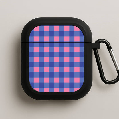 Pink And Blue Checkered Pattern AirPods Case