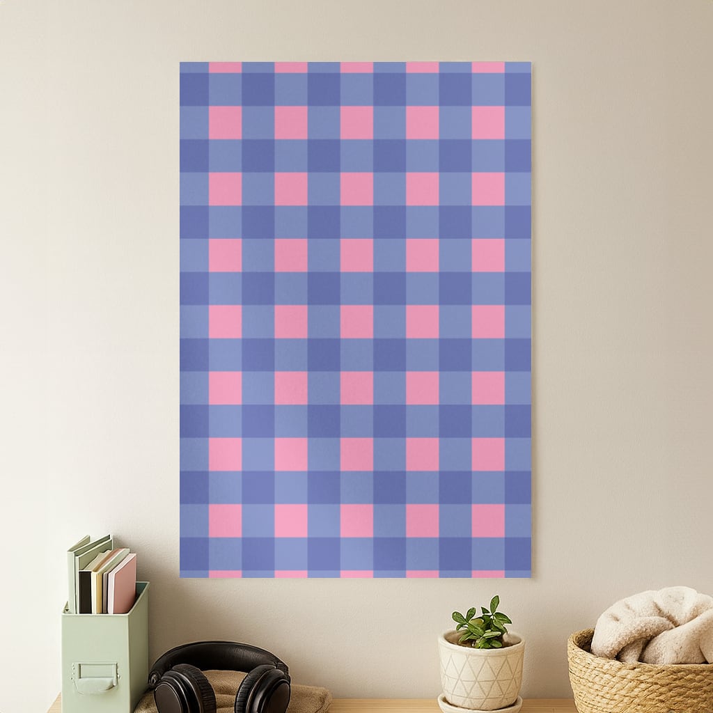 Pink And Blue Checkered Pattern Poster