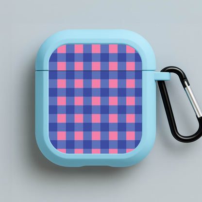 Pink And Blue Checkered Pattern Blue AirPods Case