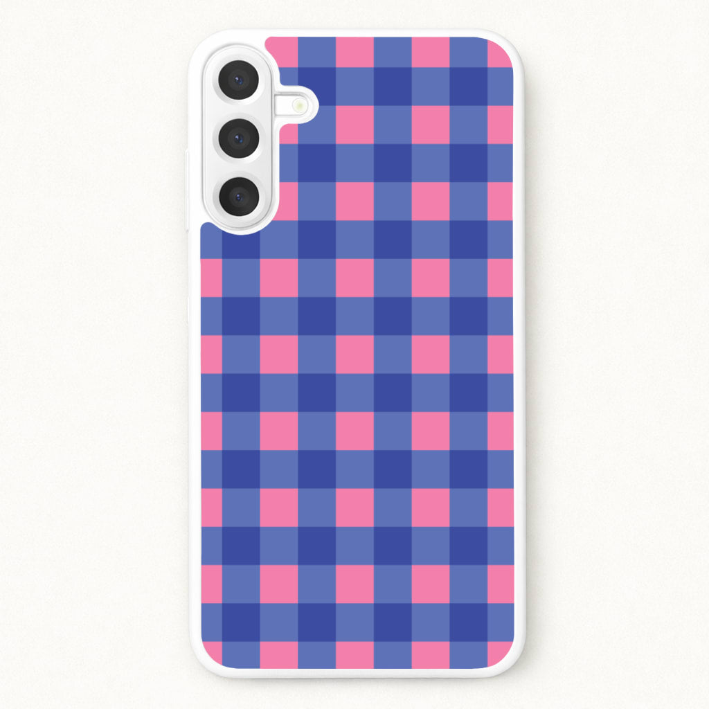 Pink And Blue Checkered Pattern Phone Case for Galaxy A37