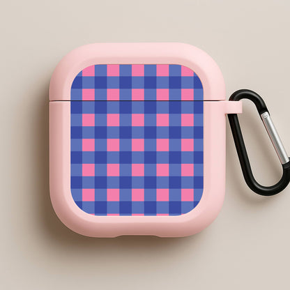Pink And Blue Checkered Pattern Pink AirPods Case