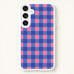 Pink And Blue Checkered Pattern Phone Case for Galaxy S26