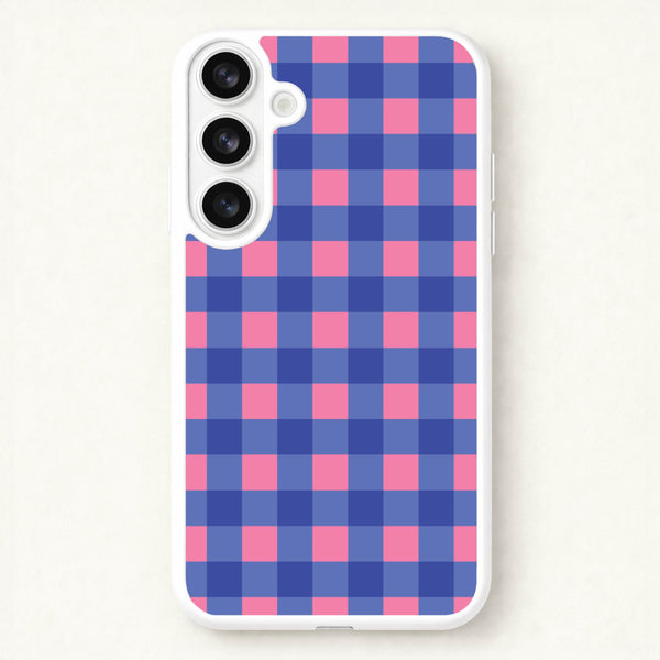 Pink And Blue Checkered Pattern Phone Case for Galaxy S26