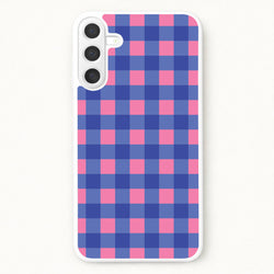 Pink And Blue Checkered Pattern Phone Case for Galaxy A17