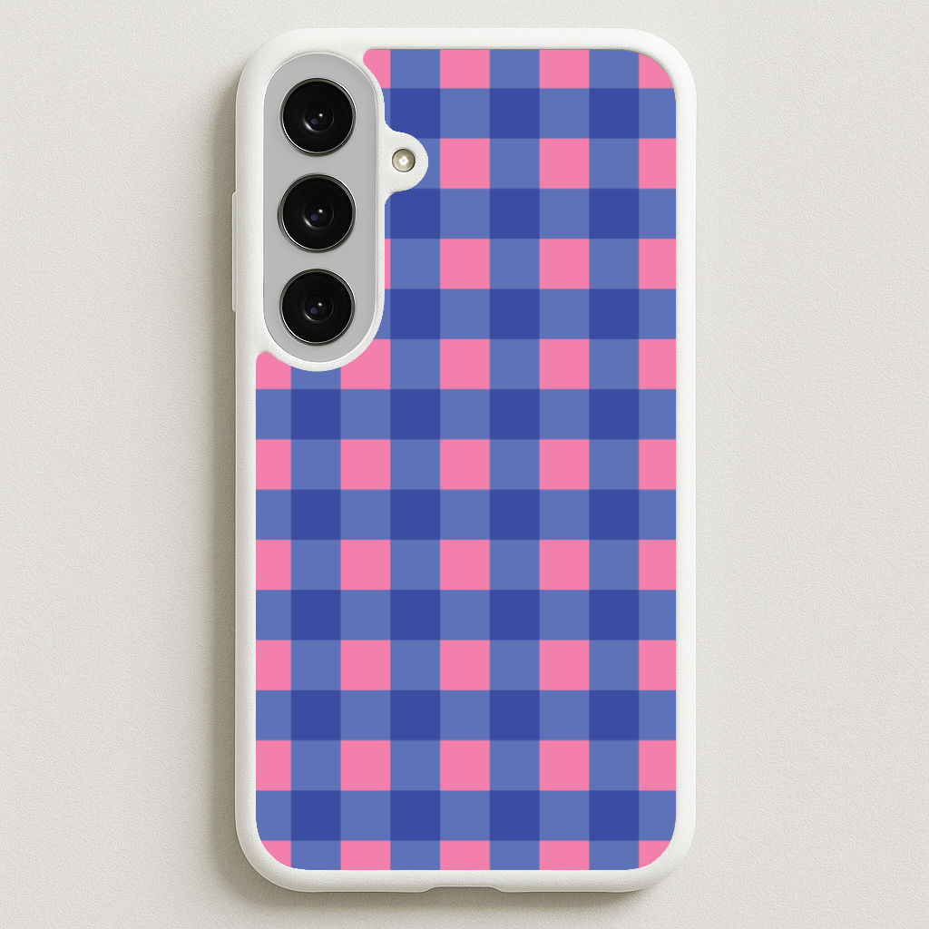 Pink And Blue Checkered Pattern Phone Case for Galaxy S25FE