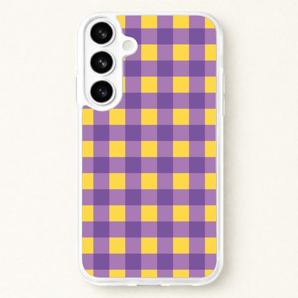 Purple And Yellow Checkered Pattern Phone Case for Galaxy S26
