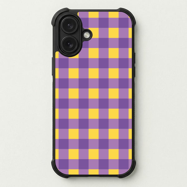 Purple And Yellow Checkered Pattern Phone Case — Bumper case