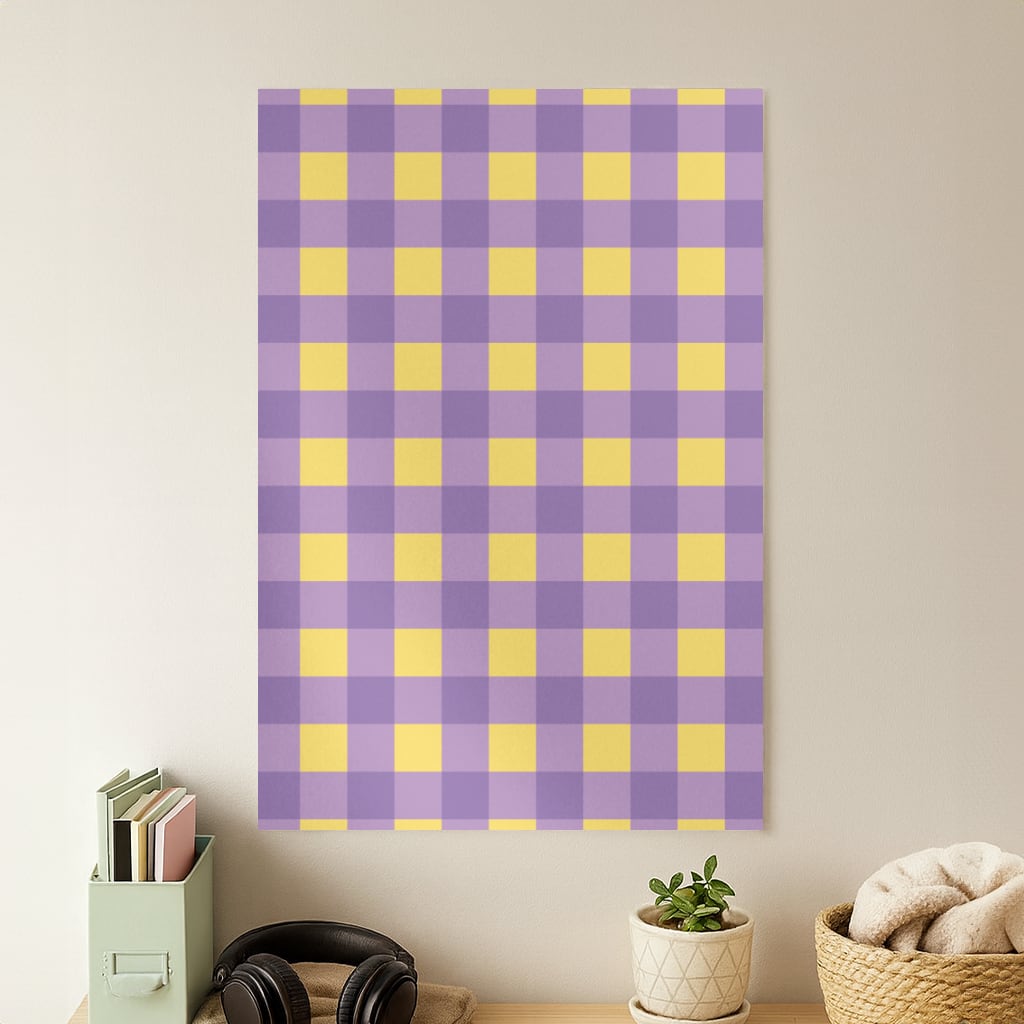 Purple And Yellow Checkered Pattern Poster