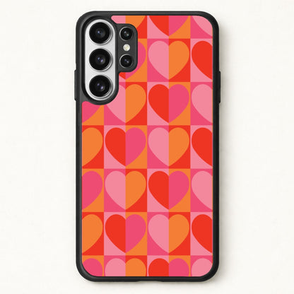 Sunset Hearts Pattern Phone Case for Galaxy S26 Ultra