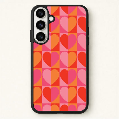 Sunset Hearts Pattern Phone Case for Galaxy S26 Plus