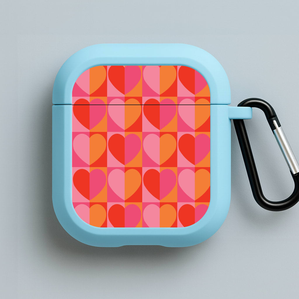 Sunset Hearts Pattern Blue AirPods Case