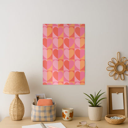 Sunset Hearts Pattern Art Print