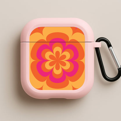 Sunset Trippy Flower Pattern Pink AirPods Case