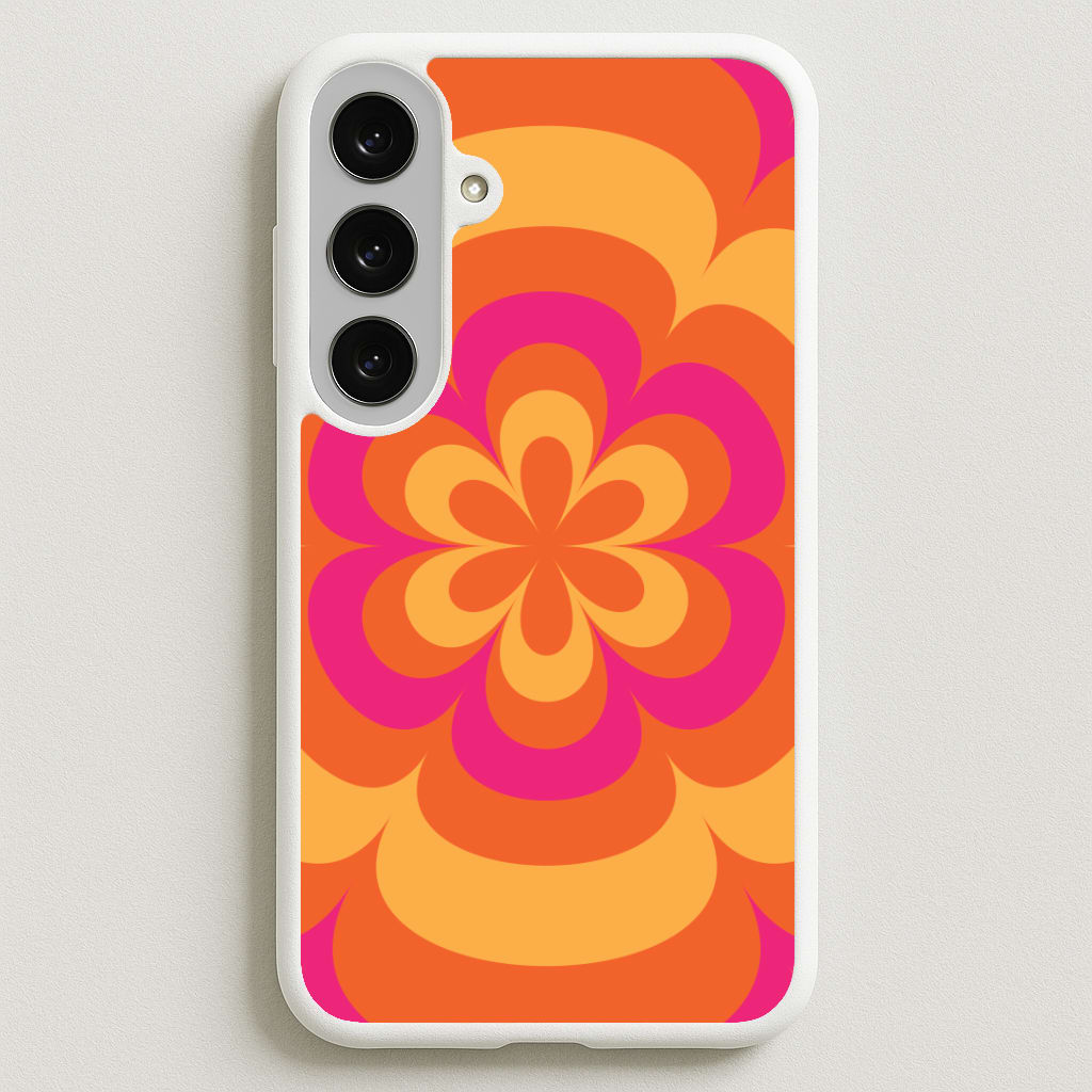 Sunset Trippy Flower Pattern Phone Case for Galaxy S25FE
