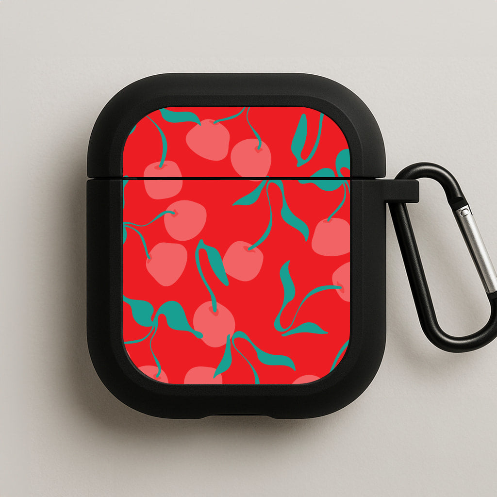 Red Abstract Cherries Pattern AirPods Case