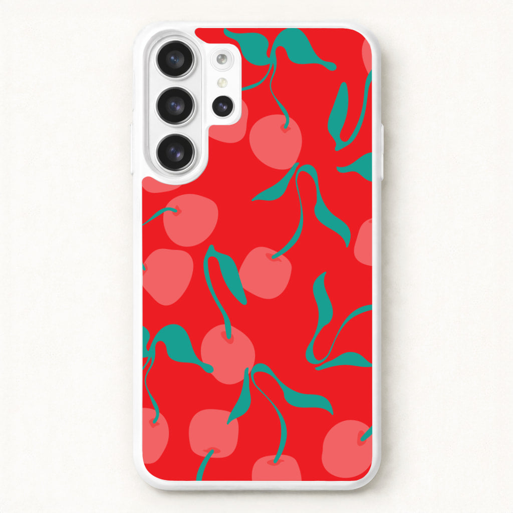 Red Abstract Cherries Pattern Phone Case for Galaxy S26 Ultra