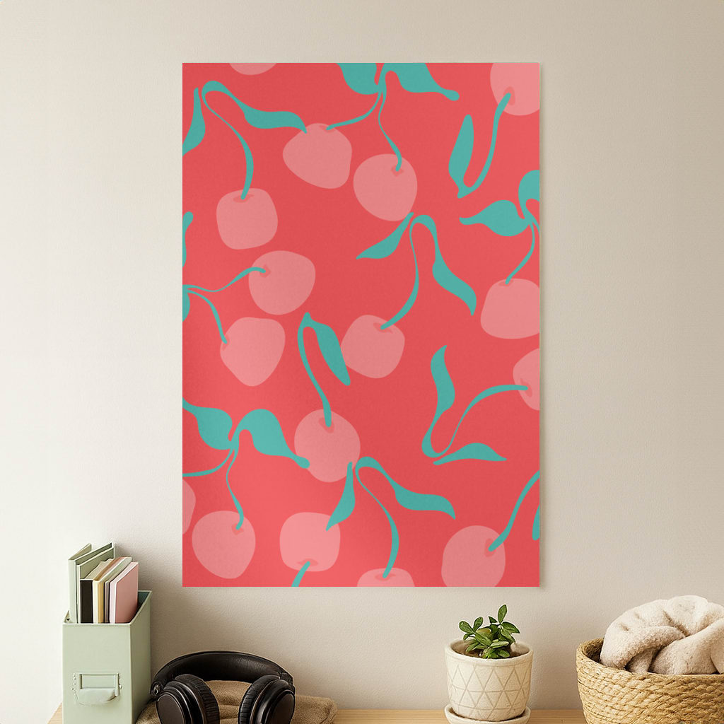 Red Abstract Cherries Pattern Poster