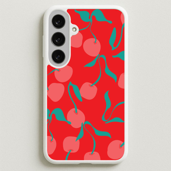 Red Abstract Cherries Pattern Phone Case for Galaxy S25FE